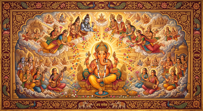 The gods bless Ganesha