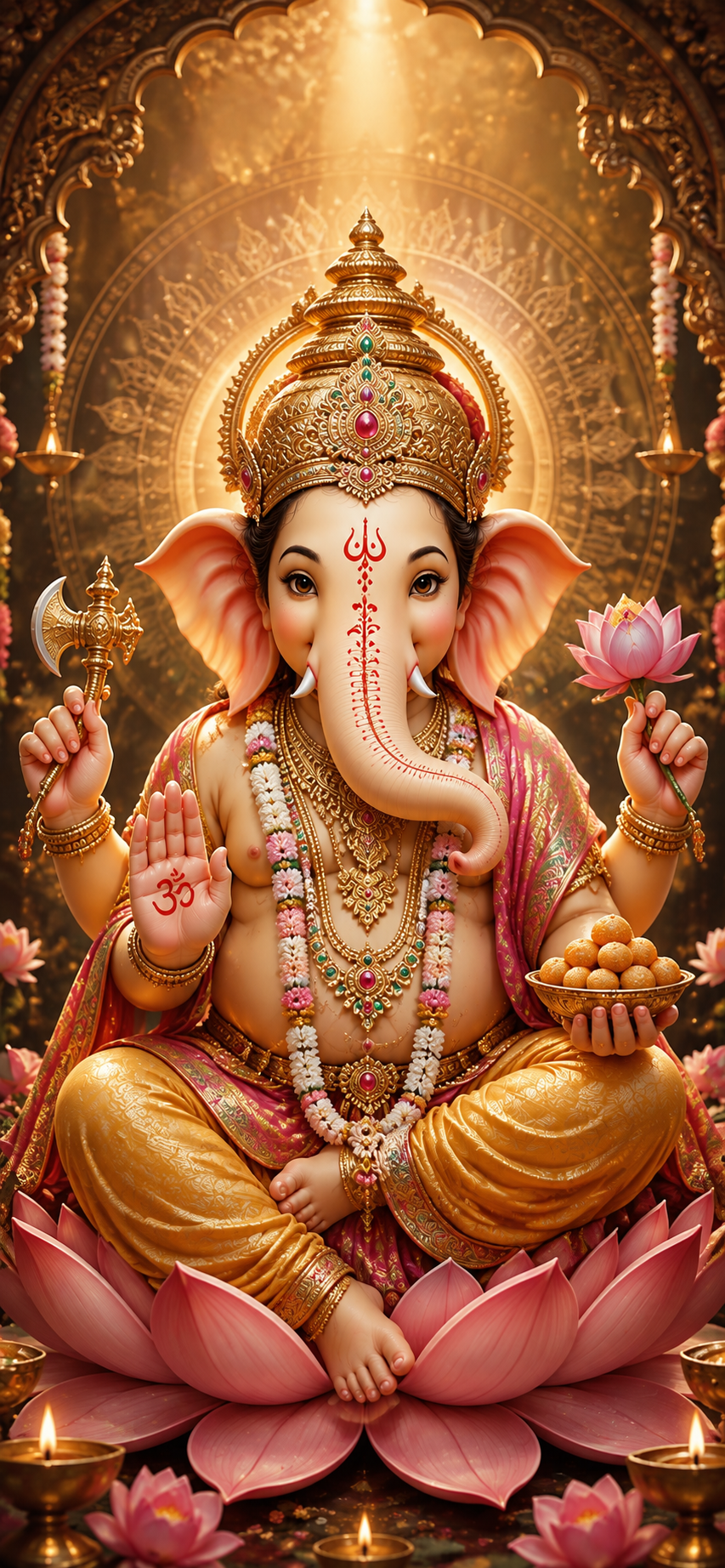 Lord Ganesh on Lotus wallpaper