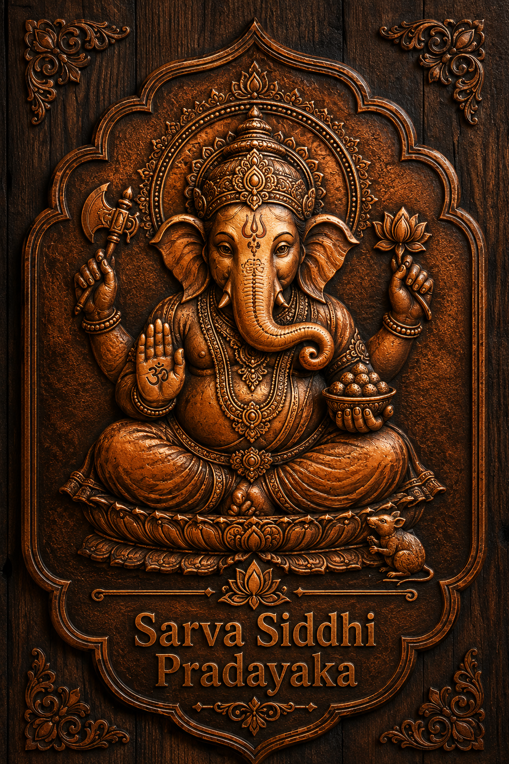 Metallic Copper and Wood Texture Ganesha wallpaper