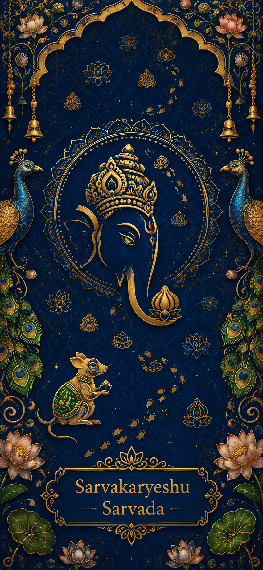 The Royal Mayur and Mouse Vahana Motif Ganesha wallpaper