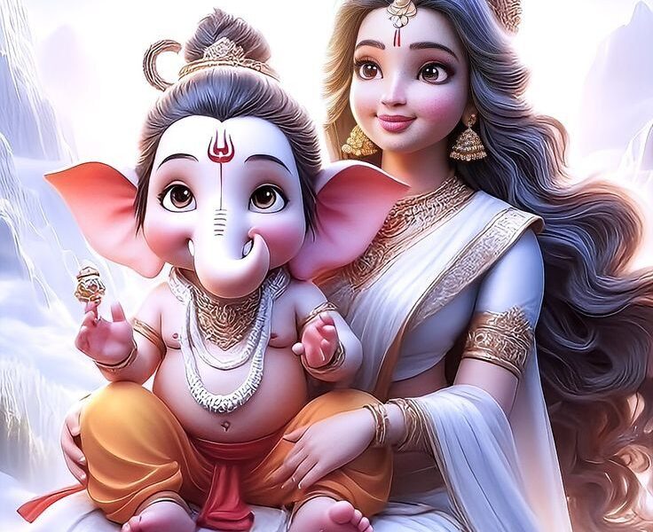 Maa Durga and Lord Ganesha