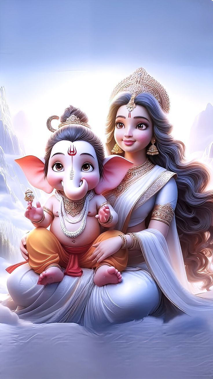 Maa Durga and Lord Ganesha