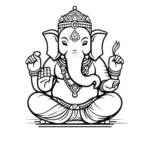 download lord ganesh photo for coloring for kids