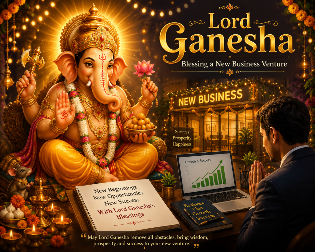 Lord Ganesha blessing a new business venture